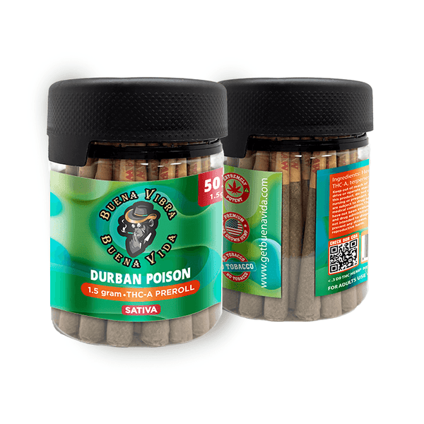 Durban Poison THC-A 1.5g Preroll -50 Count Jar